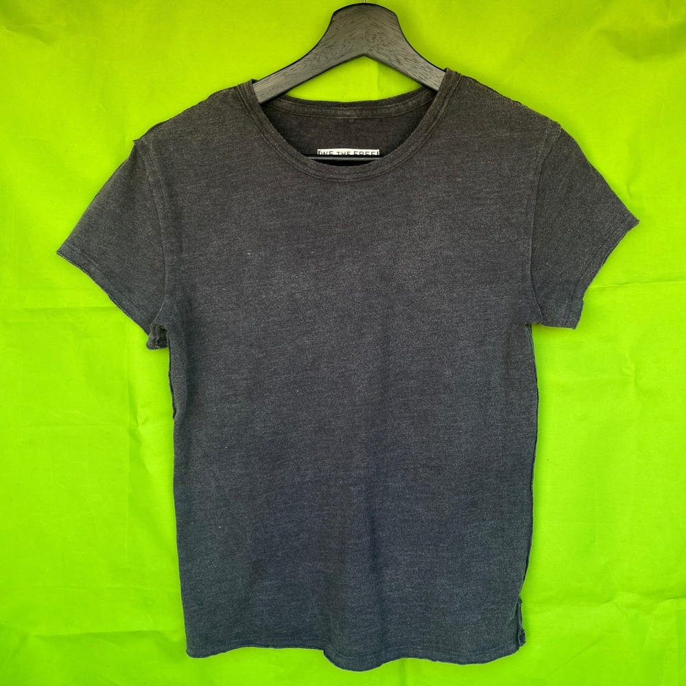 We The Free Free People Charcoal Gray Exposed Seam Crew Neck T-Shirt XS